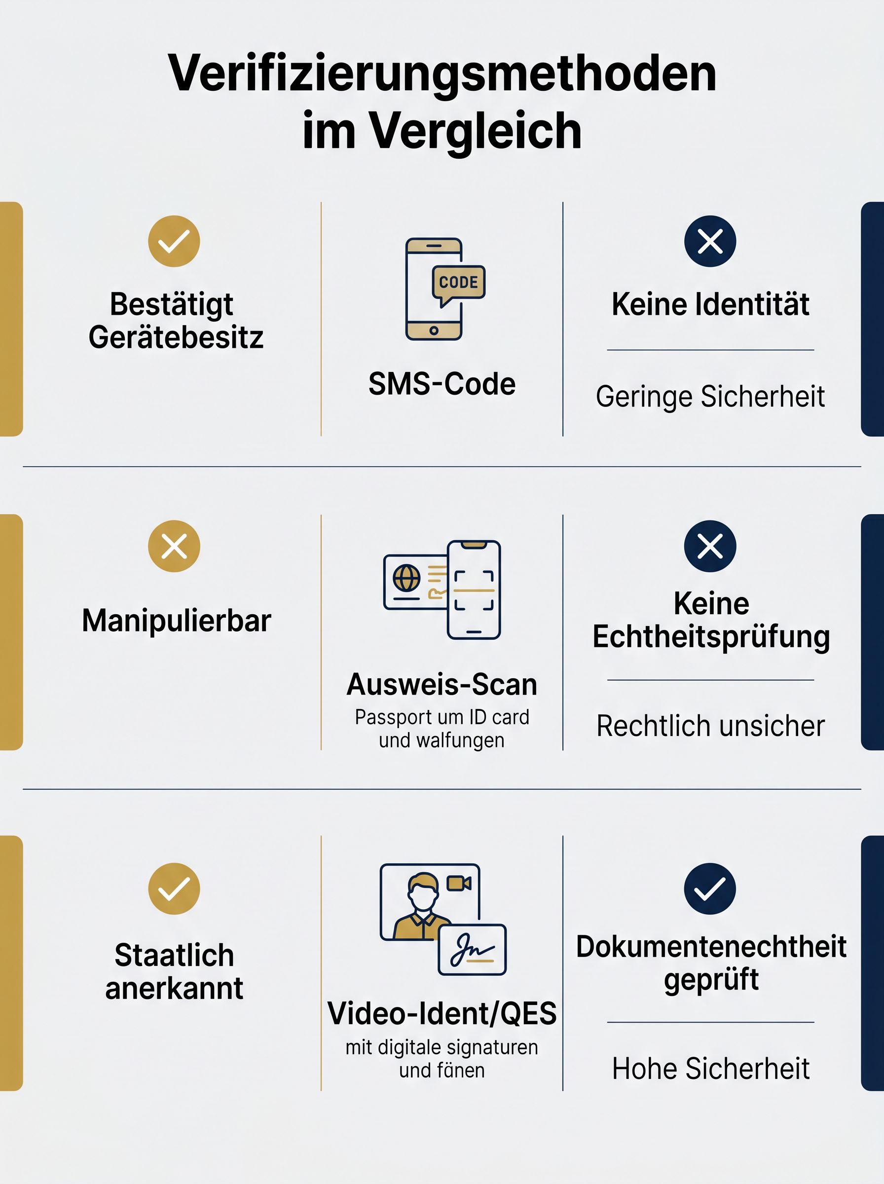 Verifizierungsmethoden im Vergleich