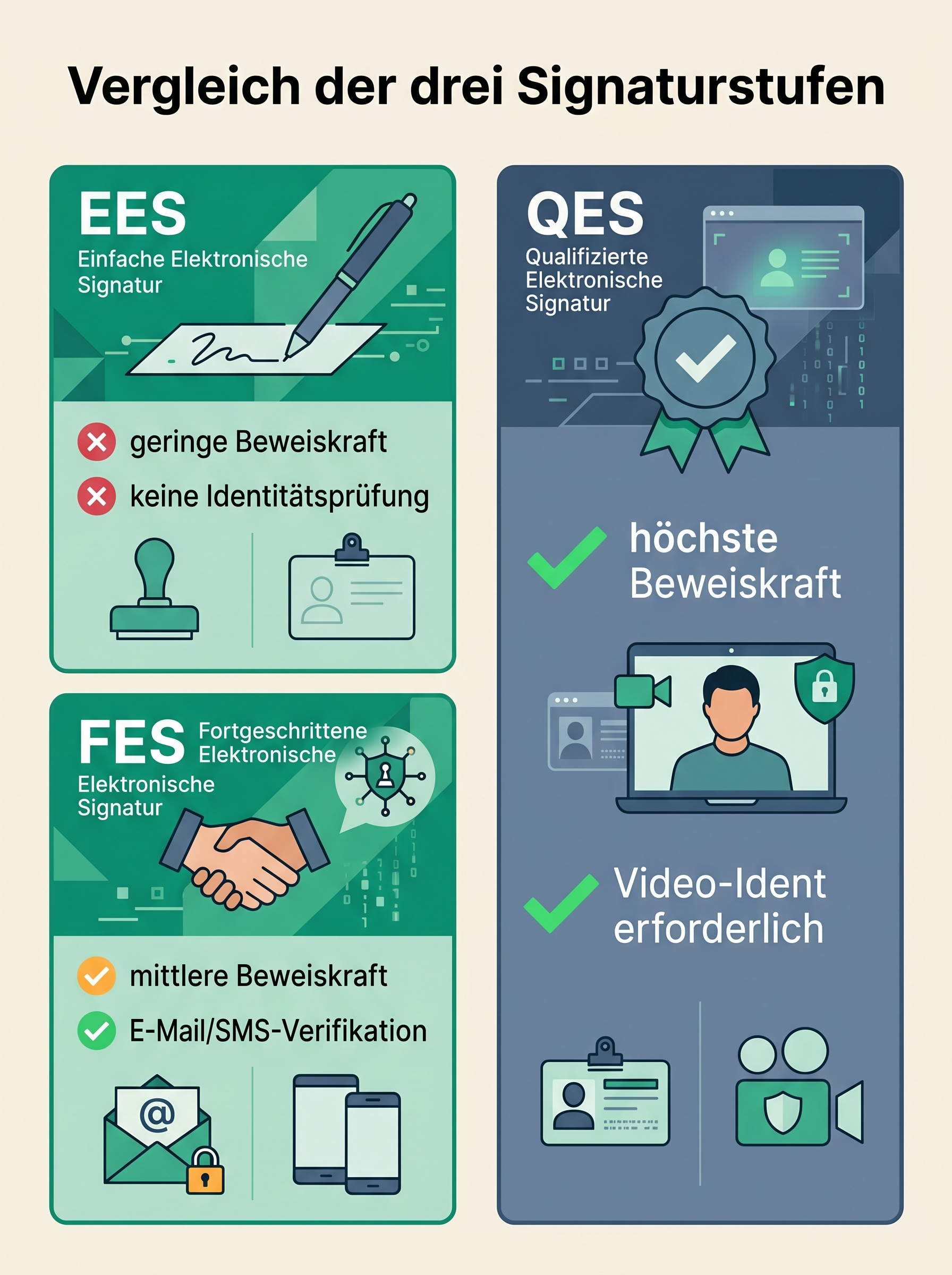 Vergleich der drei Signaturstufen