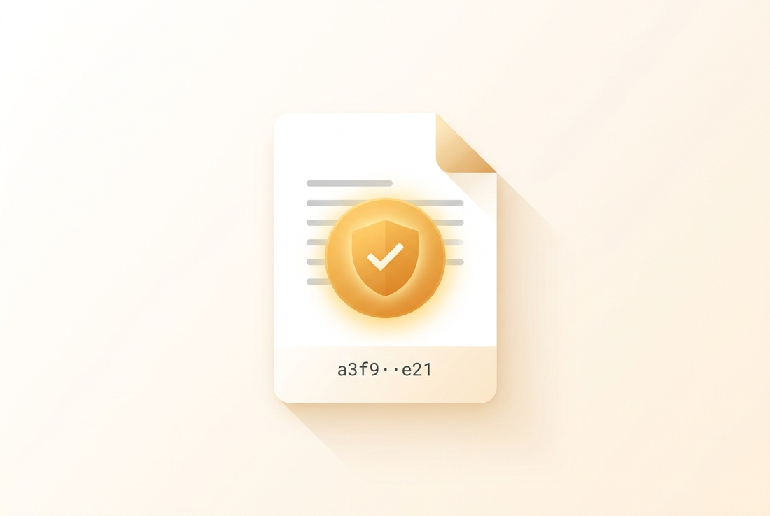 Illustration: PDF-Dokument mit Siegel und Hash-Wert — manipulationssicher gesichert