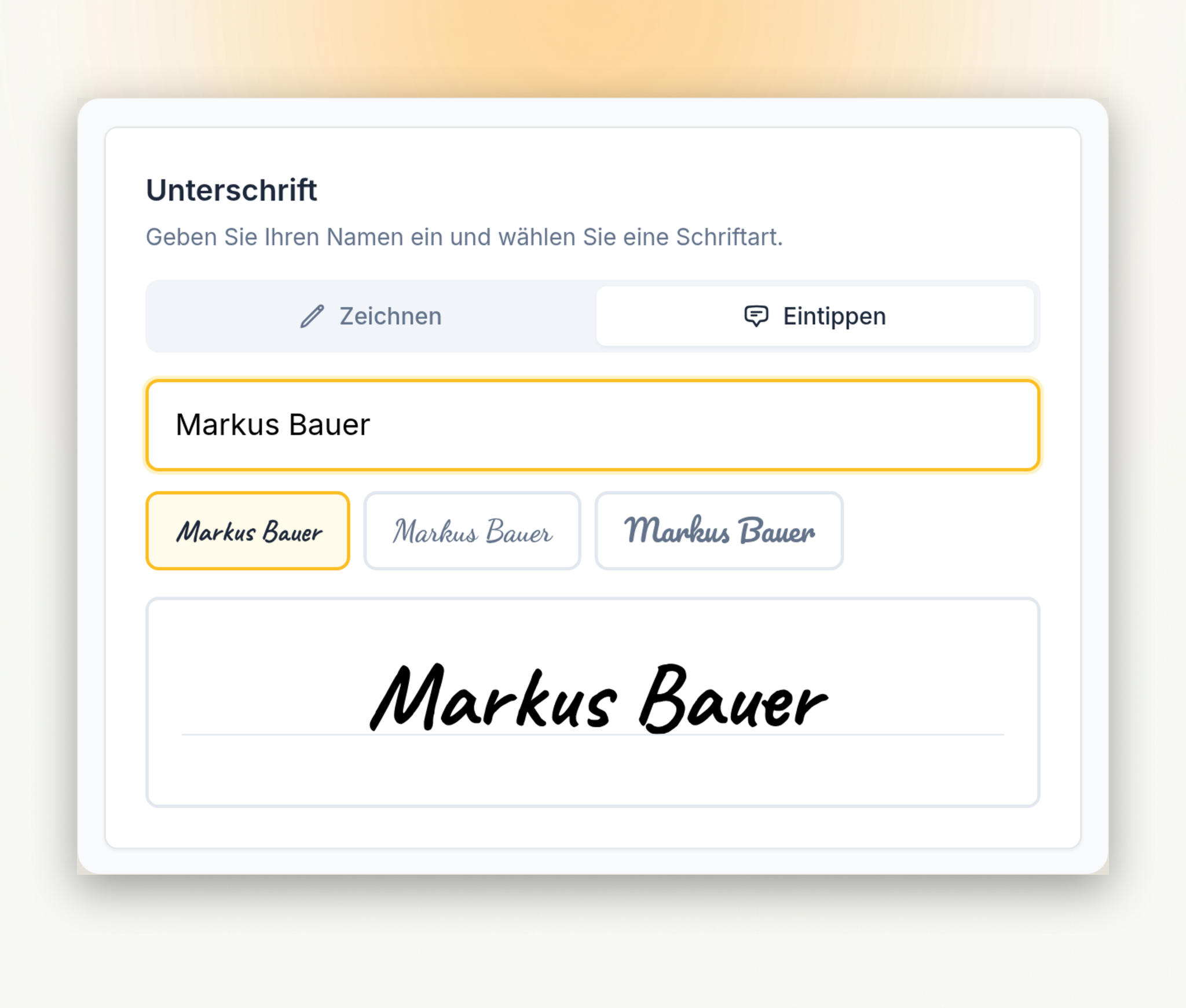 Mieter unterschreibt den Mietvertrag im Browser